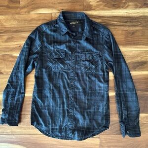 Helix Black and Grey Plaid Button Up Shirt size Small